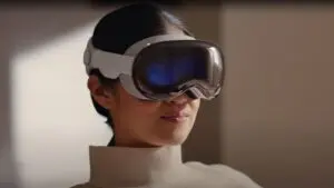 woman wearing apple vision pro headset