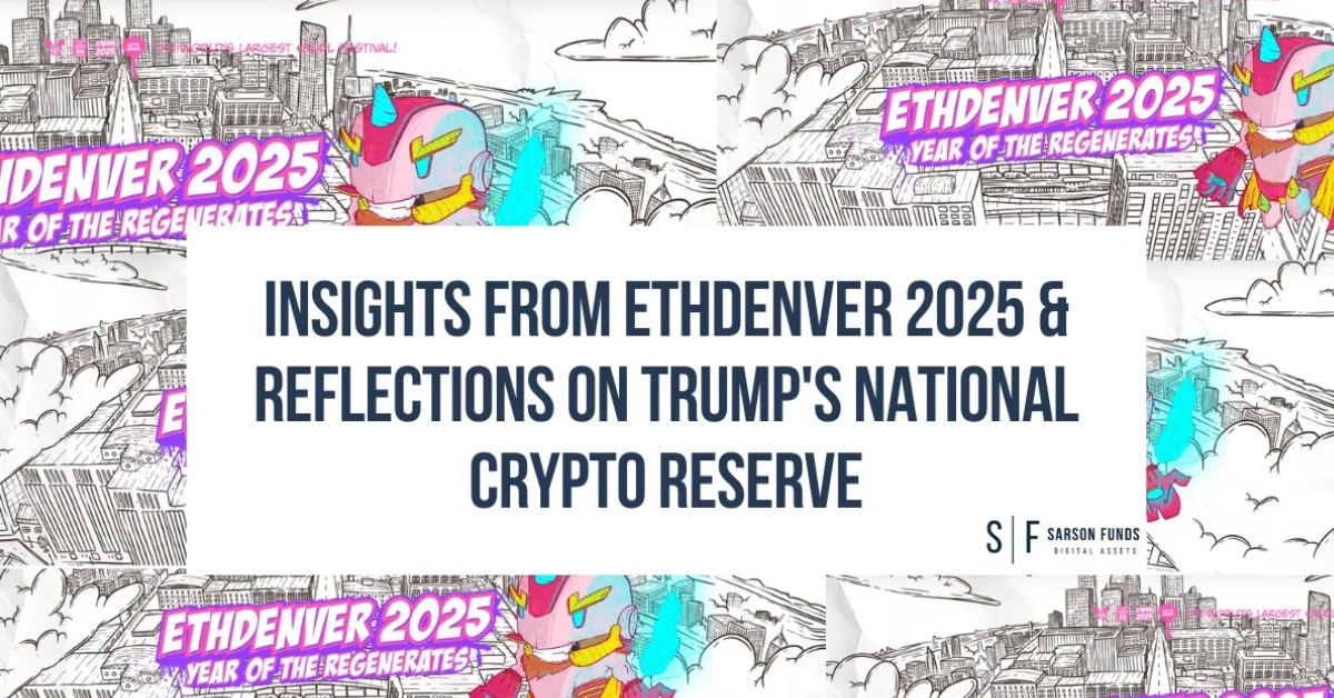 ETHDenver 2025 conference insights with reflections on Trump’s National Crypto Reserve, featuring a blockchain-themed banner with AI elements