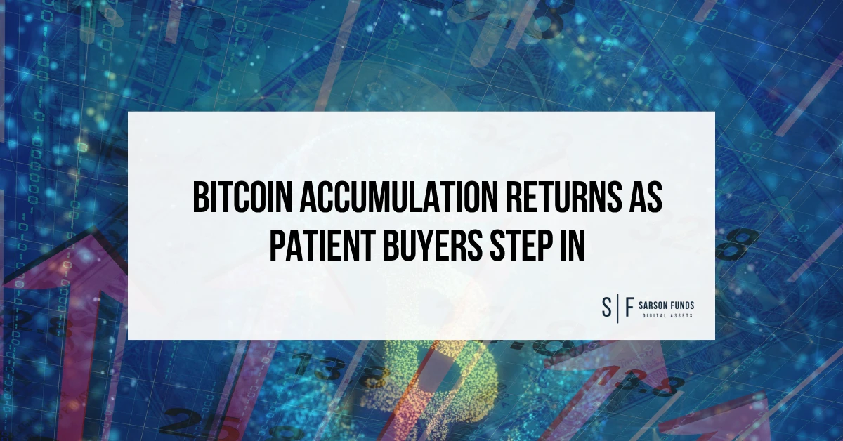 Bitcoin accumulation article graphic with financial market imagery and the headline “Bitcoin Accumulation Returns as Patient Buyers Step In”
